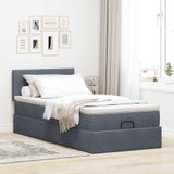 vidaXL Ottoman bed met matras 90x200cm fluweel donkergrijs