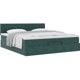 vidaXL Ottoman bed met matras 200x200 cm fluweel donkergroen