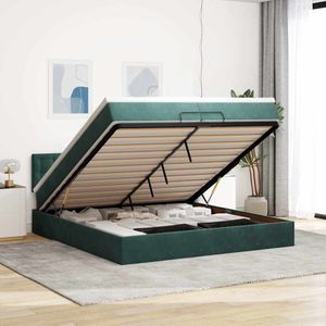 vidaXL Ottoman bed met matras 200x200 cm fluweel donkergroen