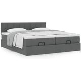 vidaXL Ottoman bed met matrassen 180x200cm stof donkergrijs
