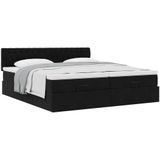 vidaXL - Ottoman - bed - met - matrassen - 200x200cm - fluweel - zwart