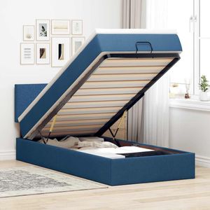vidaXL Ottomane Bett mit Matratze & LEDs Blau 100x200 cm Stoff