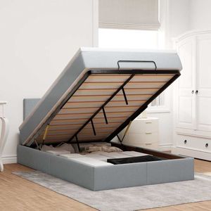 vidaXL - Ottoman - bed - met - matras - en - LED's - 120x200 - cm - stof - lichtgrijs