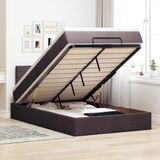 Vidaxl - Ottoman-Bett mit Matratze & LEDs Dunkelbraun 120x200 cm Stoff