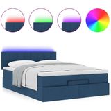 vidaXL Bed poef met matras en LED's stof 140x190 cm blauw