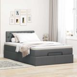 vidaXL - Bed - poef - met - matras - en - LED's - 120x200 - cm - stof - donkergrijs
