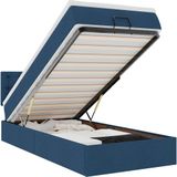 vidaXL Ottomane Bett mit Matratze & LEDs Blau 100x200 cm Stoff