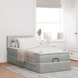 Vidaxl - Ottoman-Bett mit Matratze & LEDs Hellgrau 90x200 cm Samt