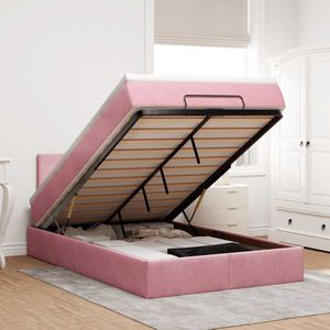 vidaXL - Ottoman - bed - met - matras - en - LED's - 120x200cm - fluweel - roze