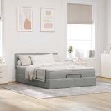 vidaXL Ottoman bed met matras en LED's 140x200cm fluweel lichtgrijs