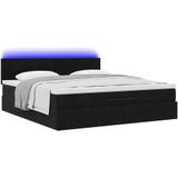 Vidaxl - Ottoman-Bett mit Matratze & LEDs Schwarz 180x200 cm Samt