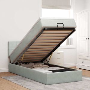 vidaXL - Ottoman - bed - met - matras - en - LED's - 90x200cm - fluweel - lichtgrijs