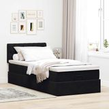 Vidaxl - Ottoman-Bett mit Matratze & LEDs Schwarz 90x200 cm Samt