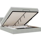 vidaXL - Ottoman - bed - met - matras - en - LED's - 180x200cm - fluweel - lichtgrijs