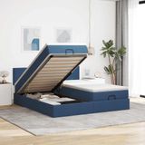 Vidaxl - Ottoman-Bett mit Matratzen & LEDs Blau 200x200 cm Stoff