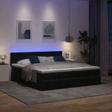 vidaXL - Ottoman - bed - met - matrassen - en - LED's - 200x200cm - fluweel - zwart