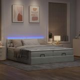 vidaXL - Ottoman - bed - met - matrassen - en - LED's - 180x200cm - fluweel - lichtgrijs