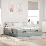 vidaXL - Ottoman - bed - met - matrassen - en - LED's - 180x200cm - fluweel - lichtgrijs