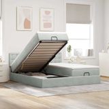 vidaXL - Ottoman - bed - met - matrassen - en - LED's - 180x200cm - fluweel - lichtgrijs