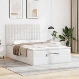 vidaXL Ottoman bed met matras 140x190cm kunstleer wit