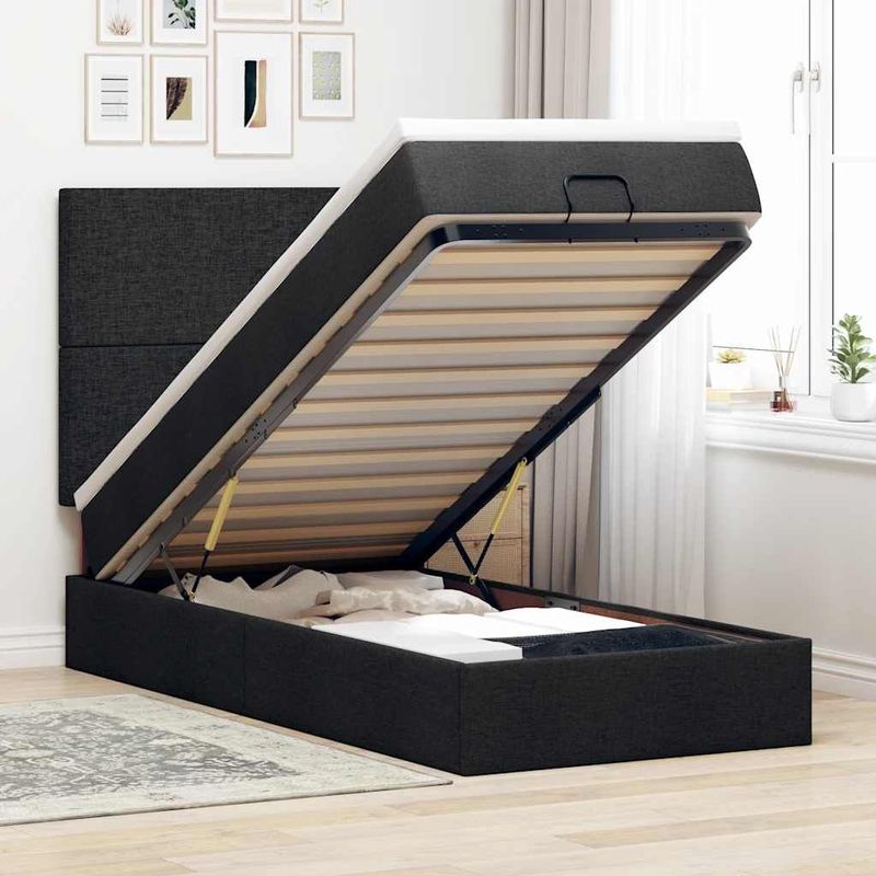 vidaXL Bed met matras 100x200 cm stof zwart