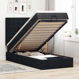 vidaXL - Bed - met - matras - 90x200 - cm - stof - zwart