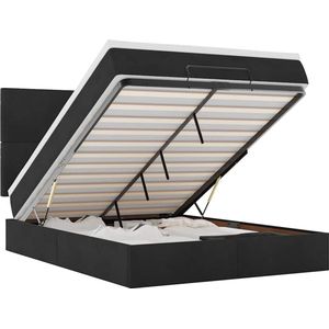 vidaXL - Ottoman Bed - Fluweel - Zwart - Inclusief Matrassen