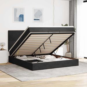 vidaXL Ottoman bed met matrassen 180x200cm fluweel donkergrijs