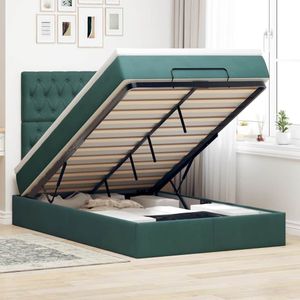 vidaXL Ottoman bed met matrassen 120x200cm fluweel donkergroen