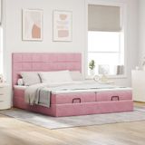 Vidaxl - Ottoman-Bett mit Matratzen Rosa 180x200 cm Samt