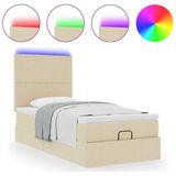 vidaXL - Ottoman - bed - met - matras - en - LED's - 100x200cm - stof - crèmekleurig