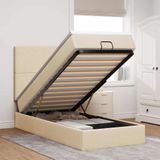 vidaXL Ottoman-Bett mit Matratze & LEDs Creme 100x200 cm Stoff