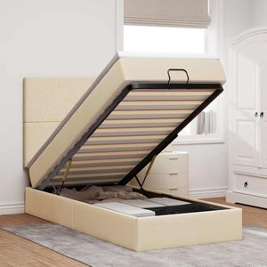 vidaXL Ottoman-Bett mit Matratze & LEDs Creme 100x200 cm Stoff