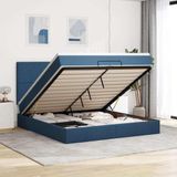 vidaXL Ottoman bed met matrassen en LED's 200x200cm stof blauw
