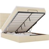 Vidaxl - Ottoman-Bett mit Matratze & LEDs Creme 140x200 cm Stoff