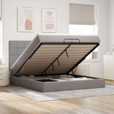 Vidaxl - Ottoman-Bett mit Matratzen & LEDs Taupe 200x200 cm Stoff
