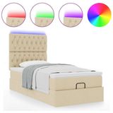 vidaXL - Ottoman - bed - met - matras - en - LED's - 100x200cm - stof - crèmekleurig