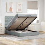 vidaXL - Ottoman - bed - met - matras - en - LED's - 140x190cm - stof - lichtgrijs