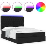 vidaXL Ottoman bed met matras en LED's 140x200cm stof zwart