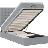 vidaXL Ottoman bed met matras en LED's 100x200cm stof lichtgrijs