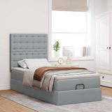 vidaXL Ottoman bed met matras en LED's 100x200cm stof lichtgrijs