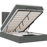 vidaXL - Ottoman - bed - met - matras - en - LED's - 120x200cm - stof - donkergrijs