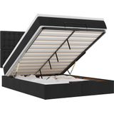 vidaXL Ottoman bed met matras en LED's 140x190cm stof zwart