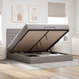 vidaXL - Ottoman - bed - met - matras - en - LED's - 180x200cm - stof - taupe