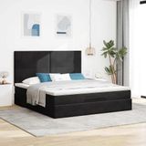 vidaXL - Ottoman - bed - met - matrassen - en - LED's - 180x200cm - fluweel - zwart