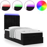 vidaXL Ottoman-Bett mit Matratzen & LEDs Schwarz 100x200 cm Samt