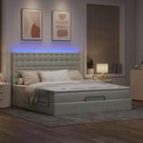 vidaXL - Ottoman - bed - met - matrassen - en - LED's - 180x200cm - fluweel - lichtgrijs