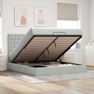 vidaXL Ottoman bed met matrassen en LED's 180x200cm fluweel lichtgrijs