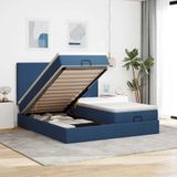 Ottoman-Bett mit Matratzen & LEDs Blau 200x200 cm Stoff Vidaxl