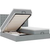 vidaXL - Ottoman - bed - met - matrassen - en - LED's - 180x200cm - stof - lichtgrijs